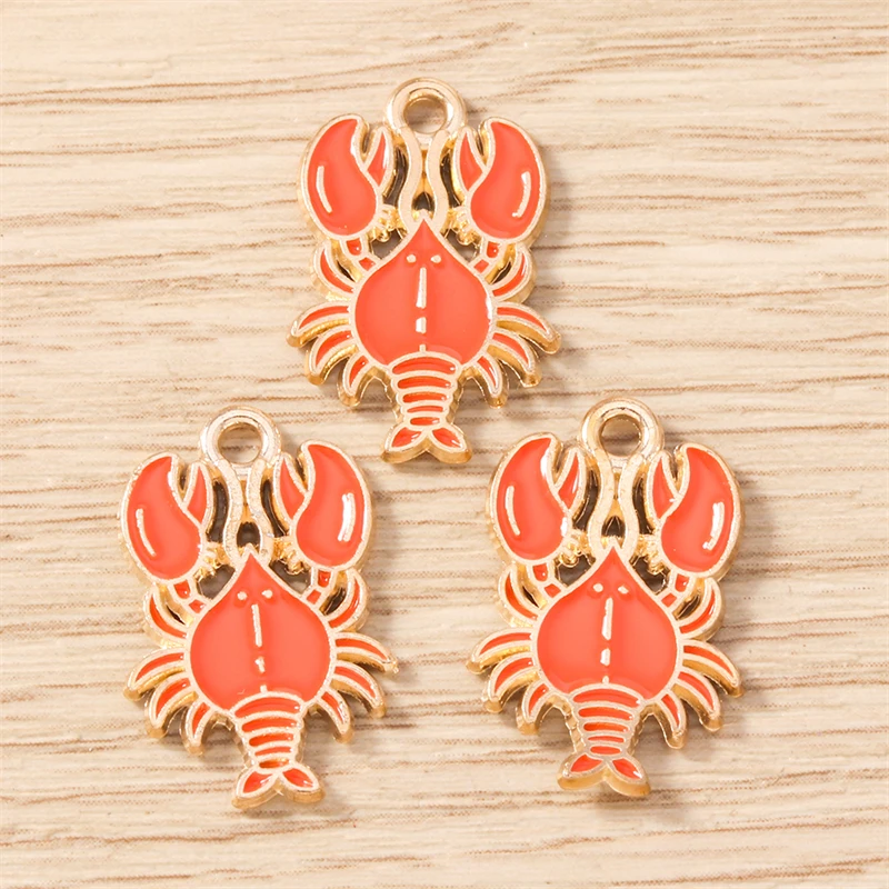 10 Stück Mix süße Meereslebewesen Charms Emaille Oktopus Hummer Krabbe Charms Anhänger für Schmuckherstellung Halsketten Ohrringe DIY Geschenke – Detail 7