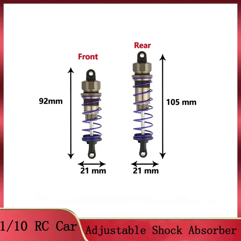 

ZD Racing 2PCS Shock Absorber 92mm 105mm Metal Negative Pressure Shock Absorber for 1/10 RC Car Buggy Truck Truggy Buggy Traxxas
