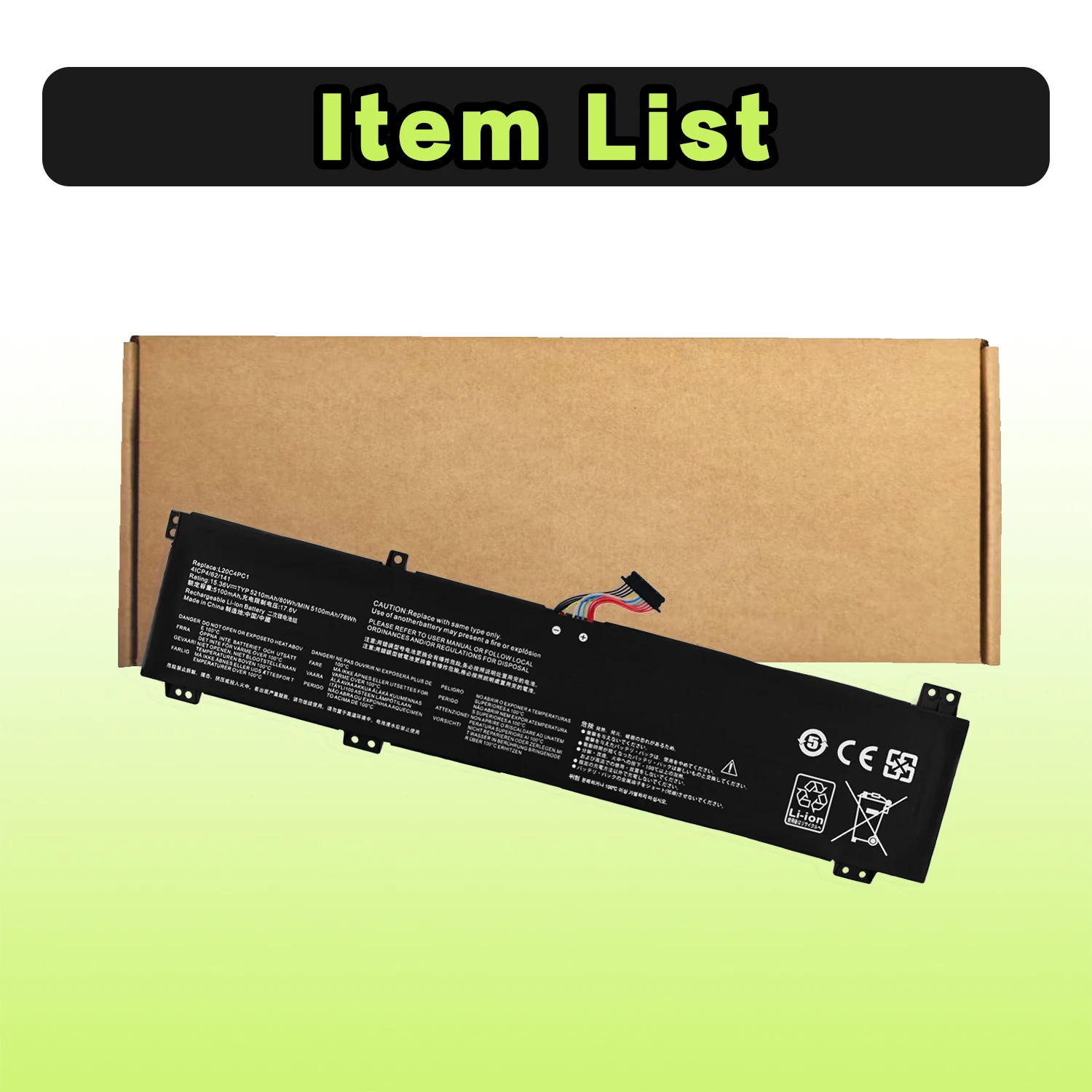 SAT L20C4PC1 New Laptop Batteries Replacement For LENOVO Legion R7000P R9000P 2021 L20C4PC1 15.36V-80Wh-5210mAh