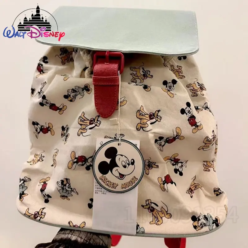 Disney Mickey New Backpack Luxury Brand Fashion Women\'s Backpack Canvas Large Capacity High Quality Drawstring Cartoon Book Bag