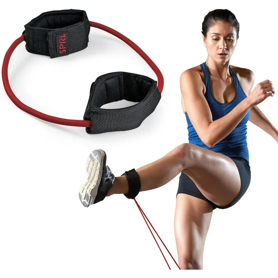 

Шнур для упражнений с эспандером для ног и нескользящими мягкими манжетами на щиколотке (все ленты продаются отдельно), красный (средний)