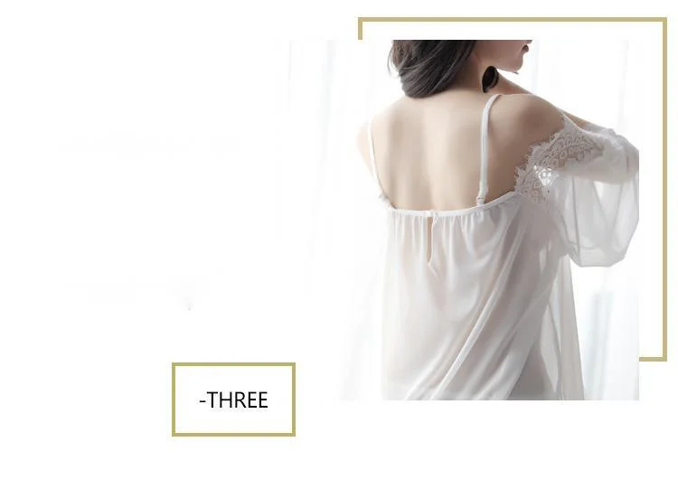 Spaass Lingerie, Sexy Off-Shoulder-Strëmp, Kleed, Perspektiv Mesh-Wimperen, Pyjama-Uniform, Verführerescht Set_voghion.com