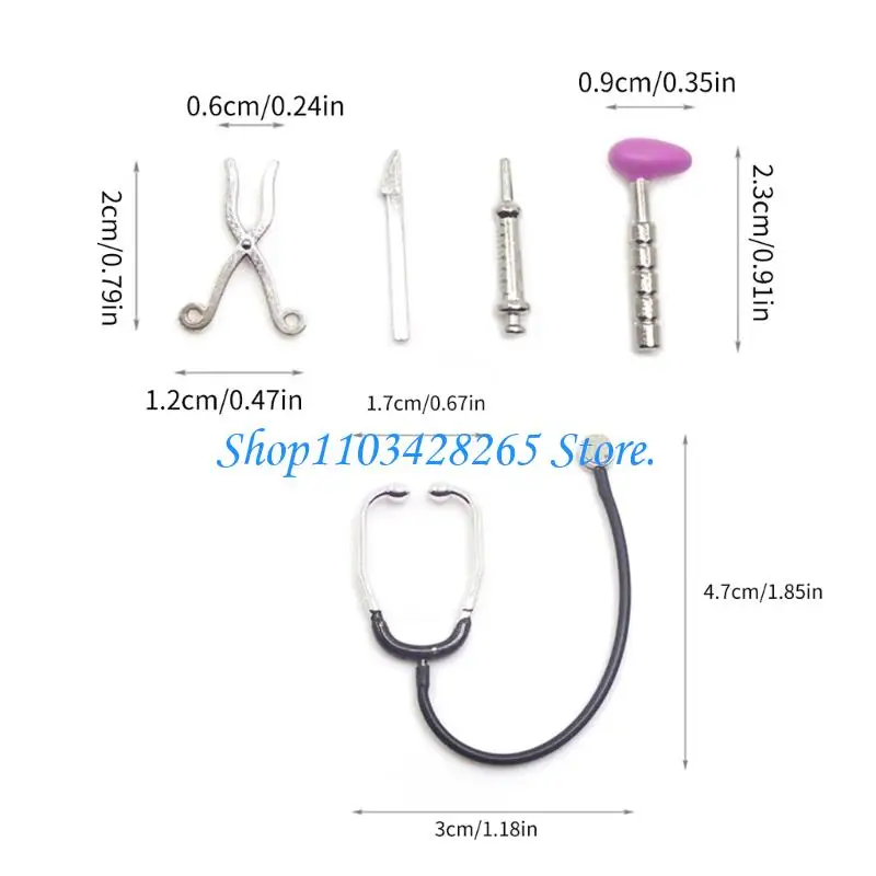 مجموعة إكسسوارات الطبيب الواقعية بمقياس 1/12 للعب التظاهري لعيادة الدمى G2TE #6