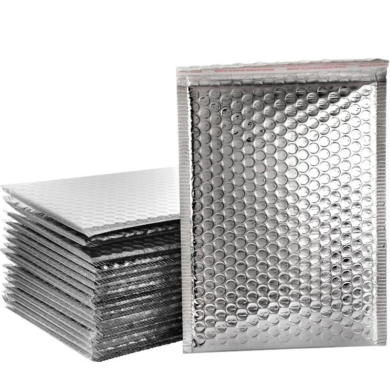 50pcs/lot Aluminized Bubble Mailer Poly Mailing Bags Shipping Envelopes with Bubble Shipping Packaging Envelope Mailers Padded