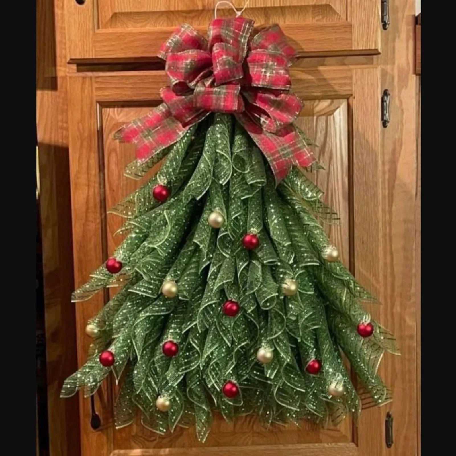 Christmas Decorative Garland Simulated Xmas Tree Shaped Ribbon Wreath Thanksgiving Day Navidad New Year Festival Decoration 2026
