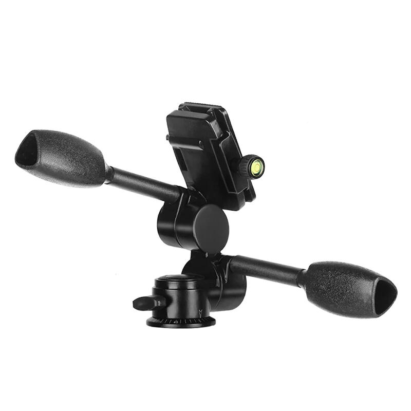 Qzsd q80 dupla alça de alumínio tripé ballhead 3-way fluido cabeça balancim liberação rápida placa para tripé monopé 10kg de carga