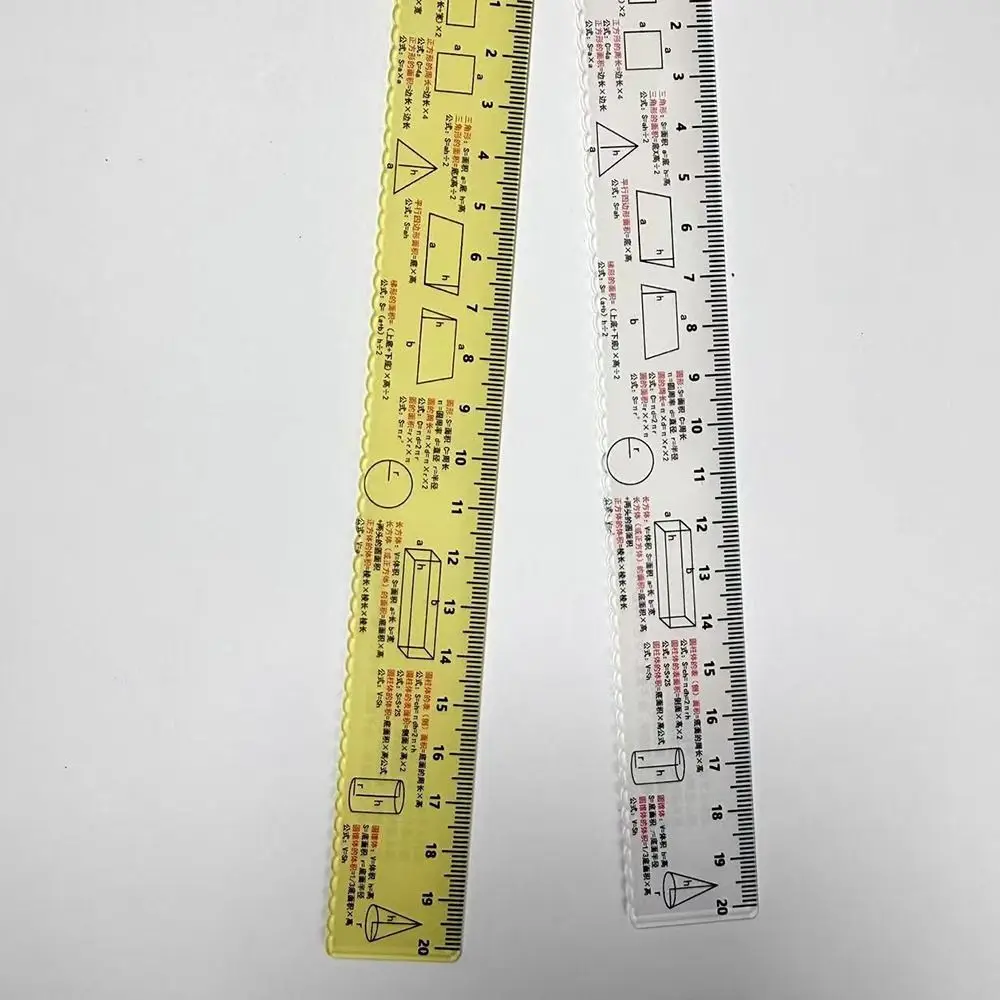 Plastic Mathematical Formula Ruler Lightweight Transparent Geometry Drawing Ruler Printed Formula Easy to Read Measuring Tool