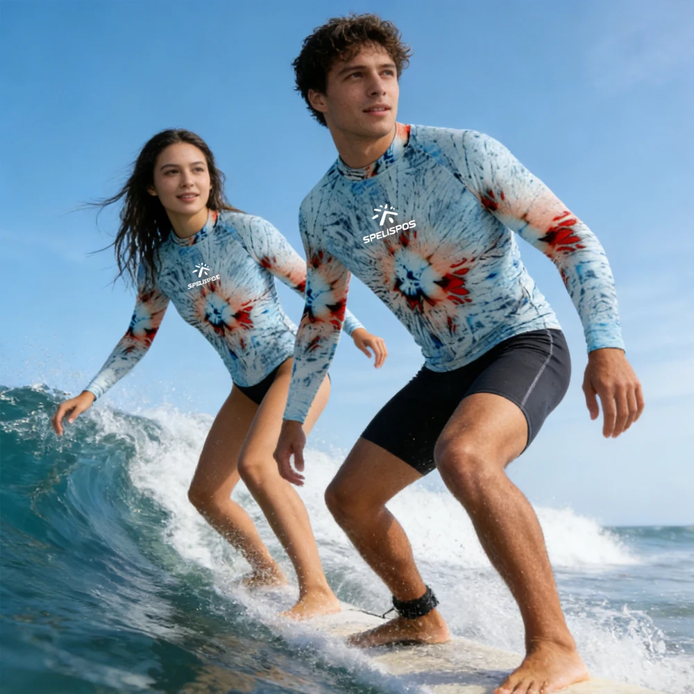 Men UPF50 Sun Protection Rashguard Surfing Shirts Sailing Tops Wear Quick Dry Lightweight Long Sleeve Water Sports Summer Beach