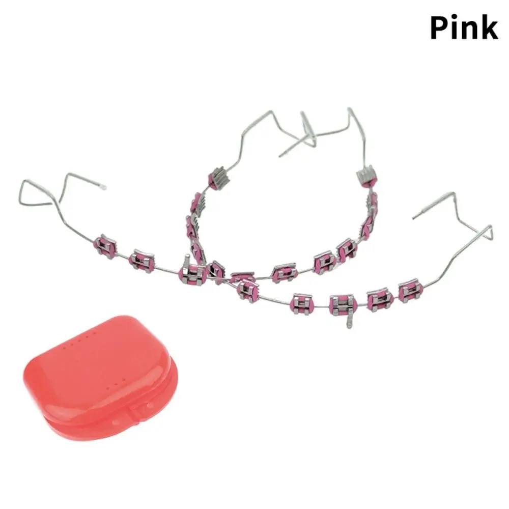 

Colorful Temporary Tooth Decoration with Box with Metal Wires Orthodontic Ligature Ties Dental Decorations Braces Metal Bracket