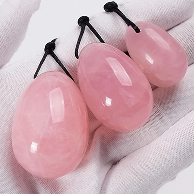 3PCS Jade Stone Yoni Egg Set Natural Rose Quartz Vaginal Massage Eggs Ball Repair Vaginal Tightening Kegel Muscle Exercise Care