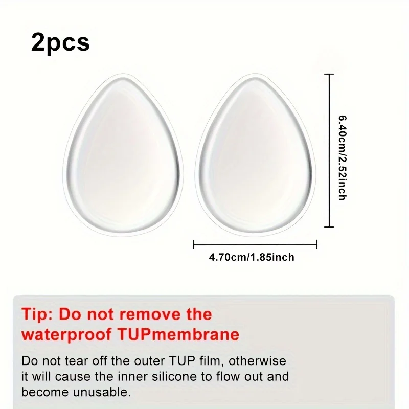 2 szt. Silikonowa gąbka do makijażu w kształcie łezki - przezroczysta, silikonowa puszka do makijażu - bez oboju, naturalny lateks, wielokrotnego użytku, przybory kosmetyczne