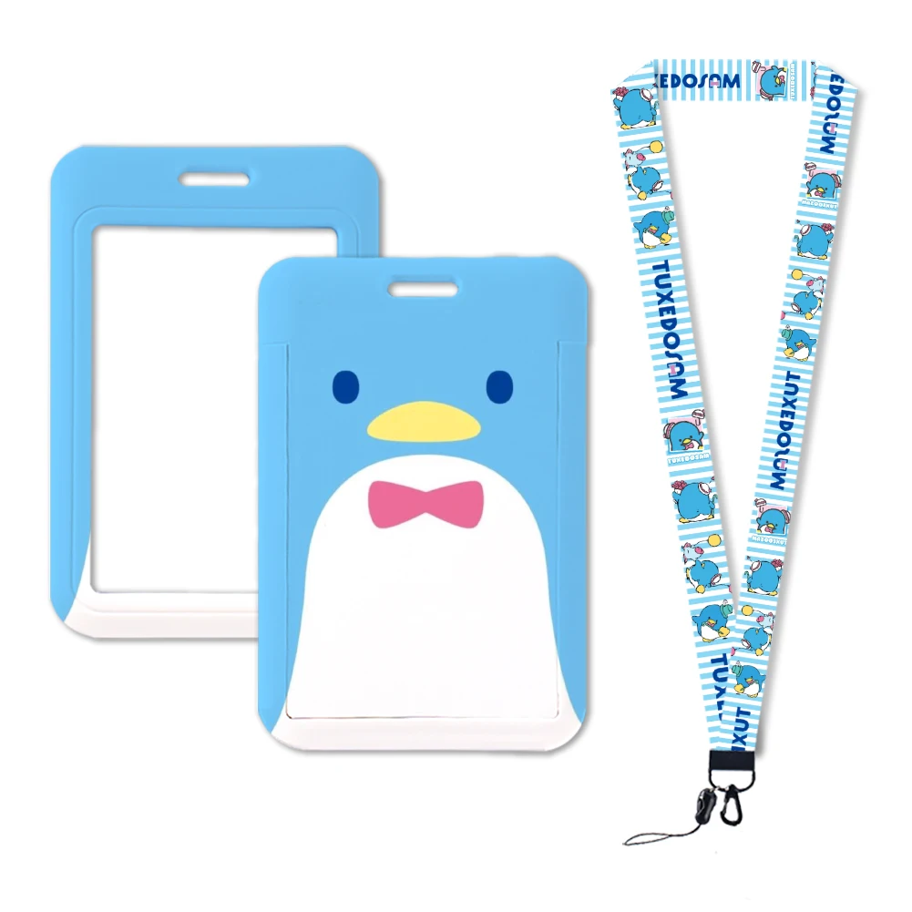 SAM Sanrio กล่องใส่นามบัตรรูปเพนกวินน่ารักมีสายคล้องคอบซองใส่บัตรคล้องคอบนนักเรียนมหาวิทยาลัยสายคล้องคอ