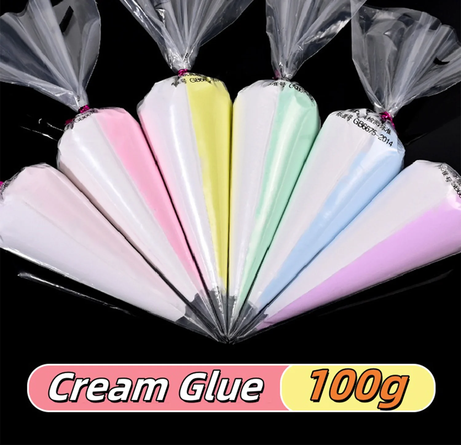 Two Color Whipped Cream Glue Diy Phone Case Materials 100g Simulation Fake Decoden Cream Clay Glue with Nozzle Jewelry Making