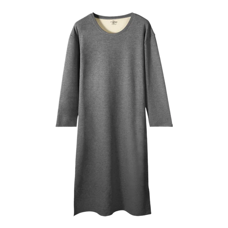 Männer Nachthemd Doppelseitige Fleece Langarm Winter Herbst Warme Bademantel Loungewear Ein Stück Onesies Pijama Lose Nachtwäsche