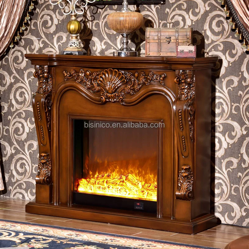 Najlepiej sprzedający się antyczny kominek z litego drewna z wkładką płomieniową (MOQ = 1 ZESTAW)