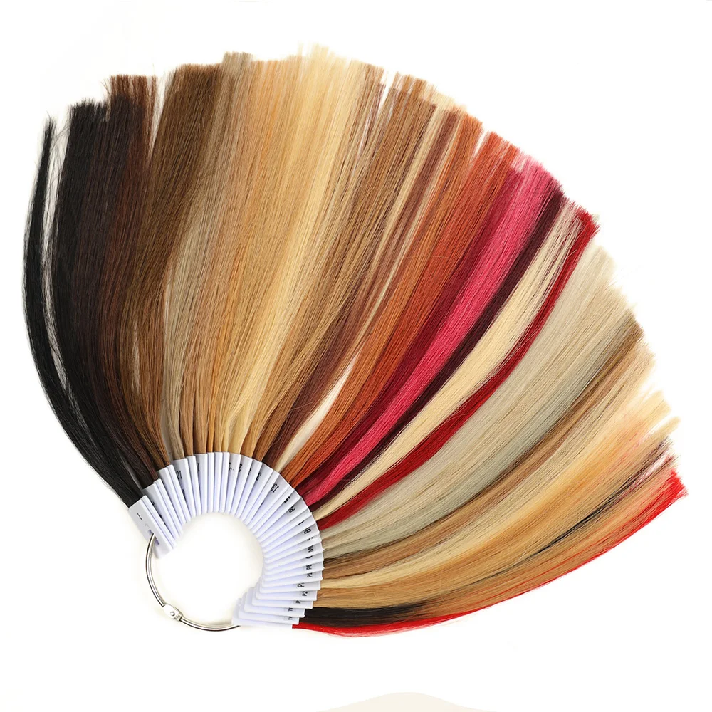 35 قطعة 20 سنتيمتر 100% شعر بشري حقيقي اللون خواتم حوامل ل وصلات شعر بشرية أدوات الصالون صبغ الشعر عينة الرسم البياني الدائري #6