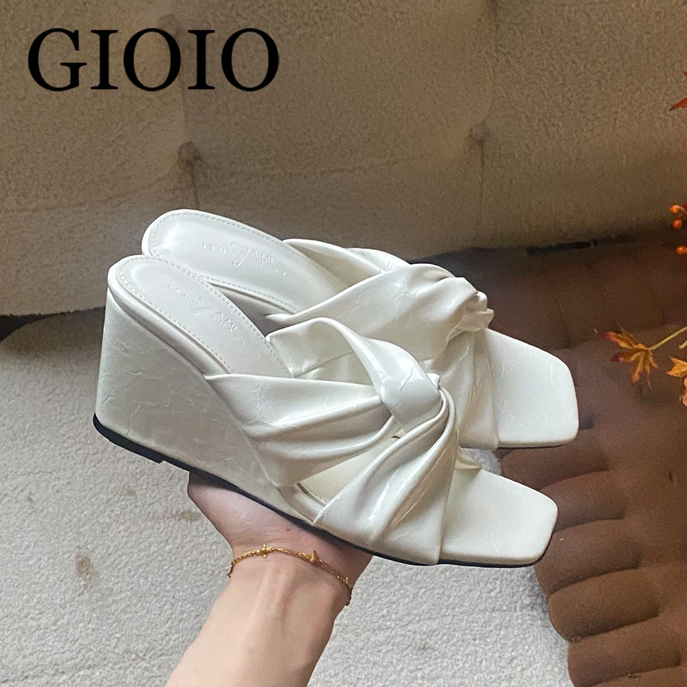 

GIOIO Brand Luxury Sandals 2026 Summer Designer Woman Slippers Female Shoes korean reviews many shoes Ladies Wedges Slippers