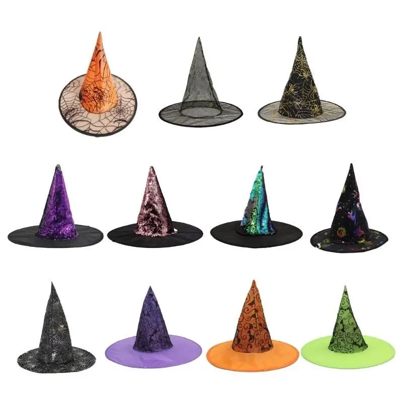 어린이 성인을위한 39bb 할로윈 마녀 모자 할로윈 파티 코스프레 의상 소품