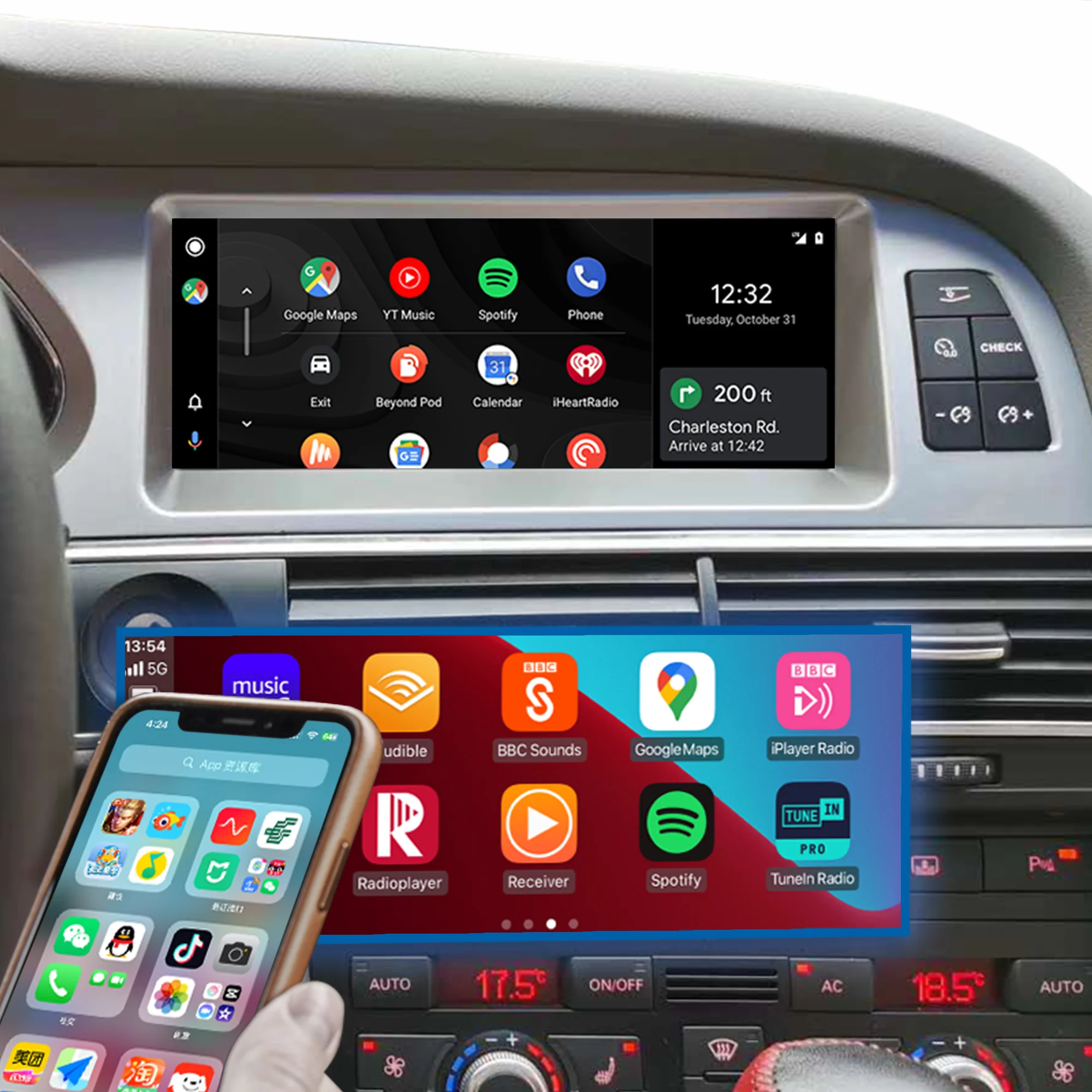 

8.8"CarPlay Android 13 Auto Radio For Audi A6 C6 4f 2005 2006 2007 2008-2011 MMI 2G 3G Car Stereo Multimedia Player Screen Gps