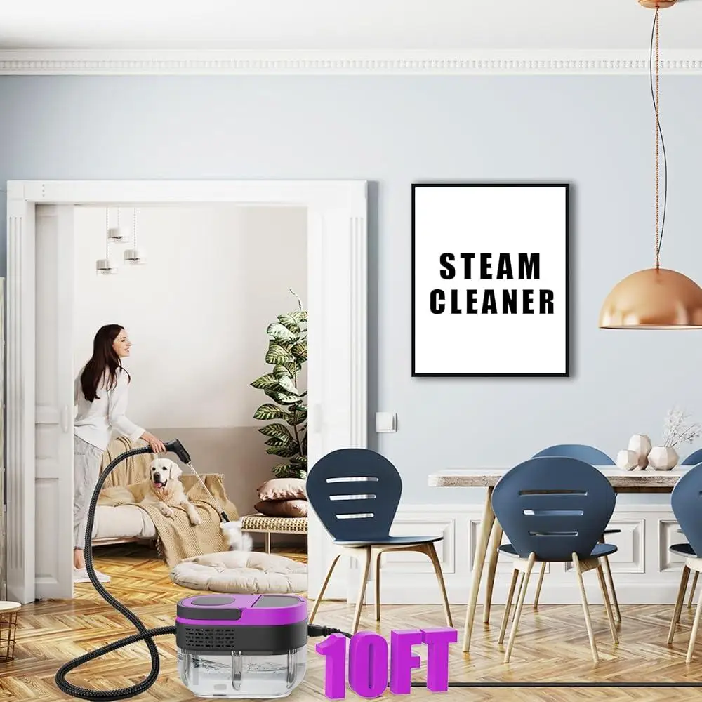 منظف البخار المحمول 3 مستويات مقبض قابل للتعديل 1500 واط تسخين سريع يصل 10 ملحقات تنظيف متعدد الأسطح سيارة منزلية مثالية