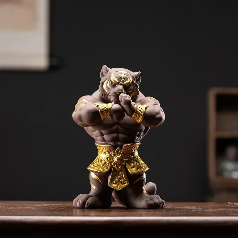 Mascot Muscle Tiger Ceramic Ornament Office Living Room Bedroom Desktop Dining Table Tea Room Creative Home Decoration Crafts