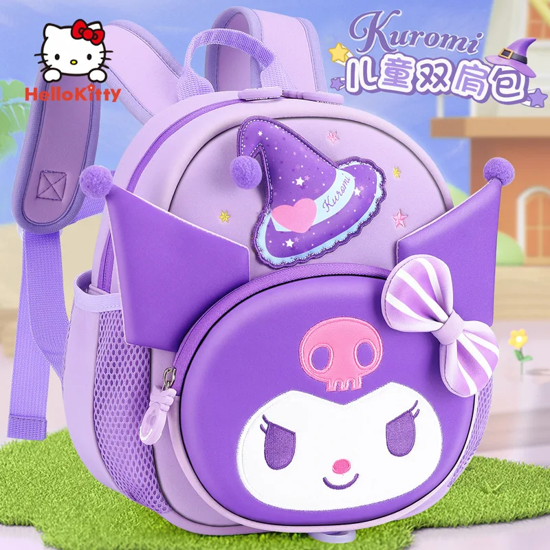 

MINISO Kuromi Kindergarten School Bag Cute Cartoon Waterproof Backpack for Girl Anime Accessories Children Gift Learning Supplie