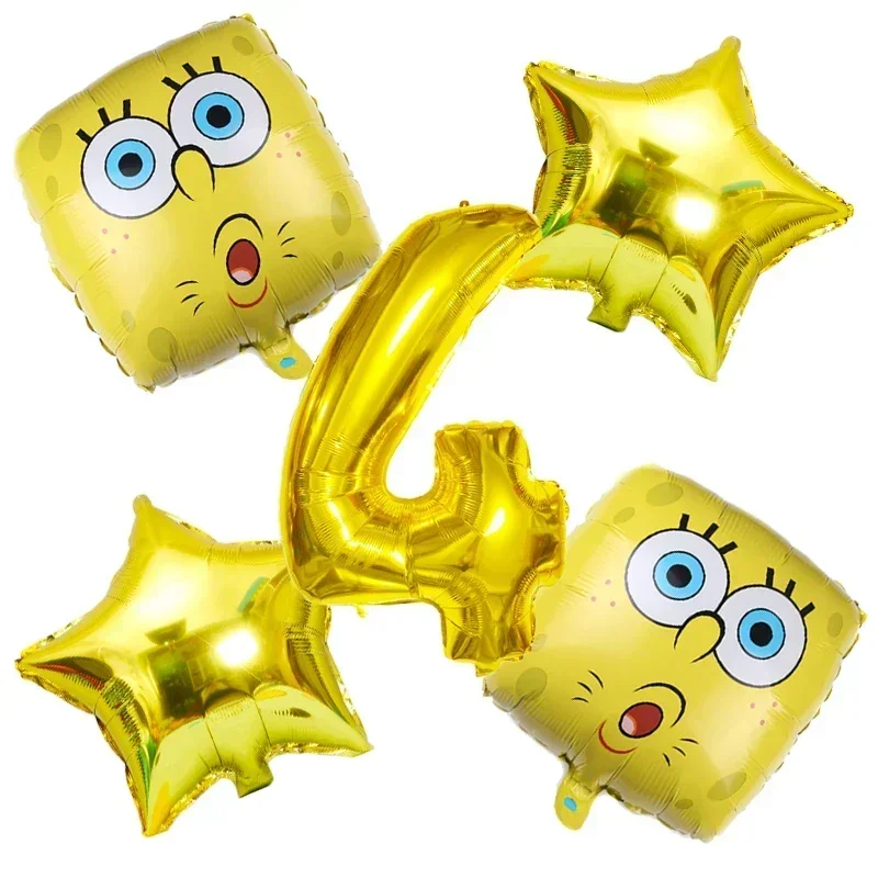 5 قطع الكرتون سبونجبوب سكوير التعبير بالونات مجموعة حفلة عيد ميلاد الألومنيوم احباط بالون الزفاف زينة استحمام الطفل #2