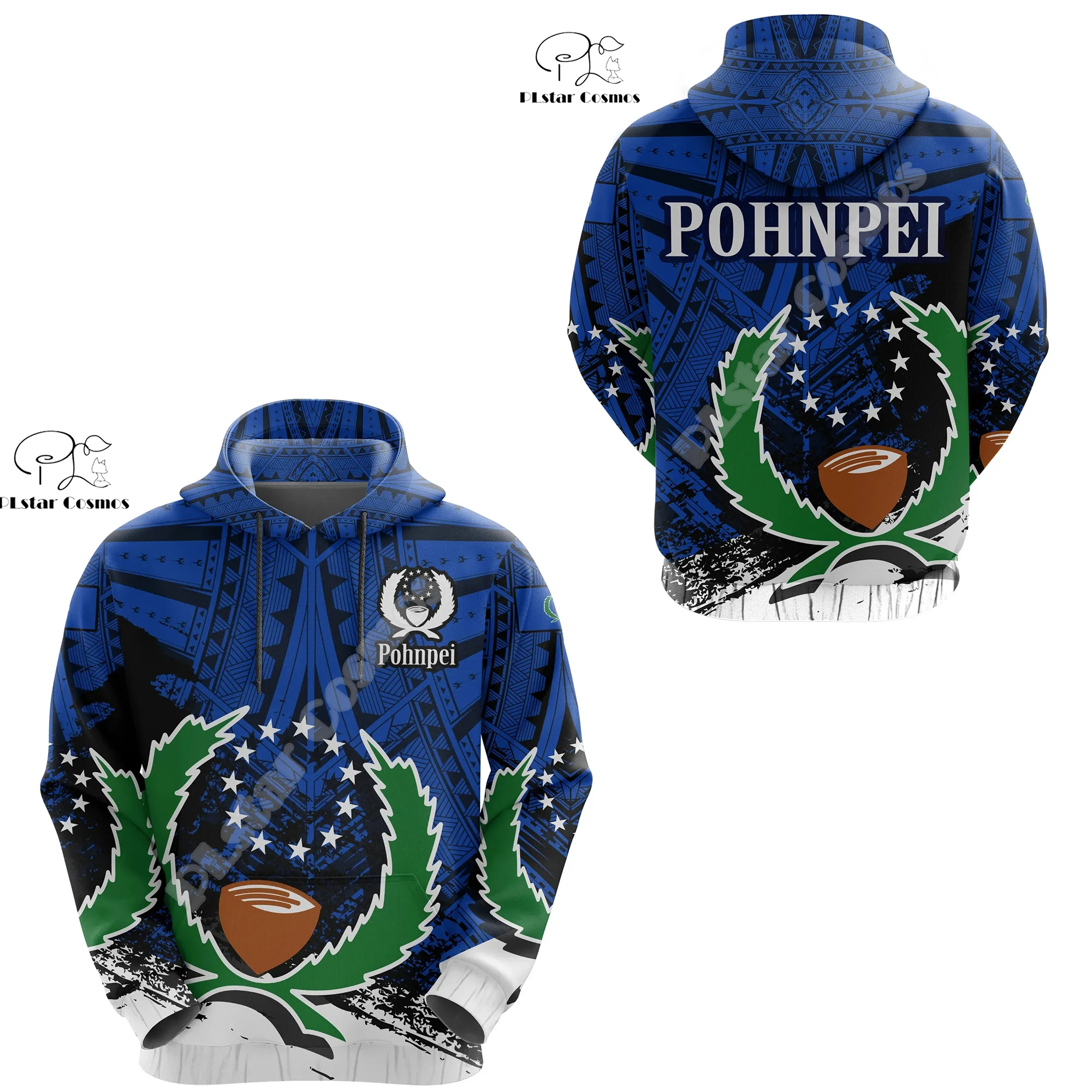 Polynesia Culture Island Country Pohnpei Flag Tribal Colorful Turtle Tattoo Retro 3DPrint Harajuku Casual Funny Hoodies Jacket F