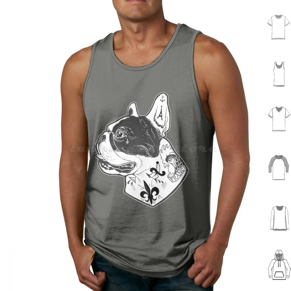 Tattooed French Bulldog | Bulldog | Bulldog Phonecase | Bulldog Gift Tank Tops Print Cotton French Bulldog Frenchie