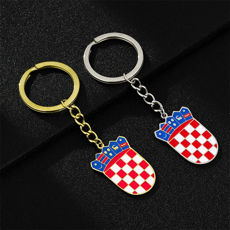 Croatia Enamel Flag Pendant Keychain Stainless Steel for Women Men Croatian National Symbol Croatian Jewelry