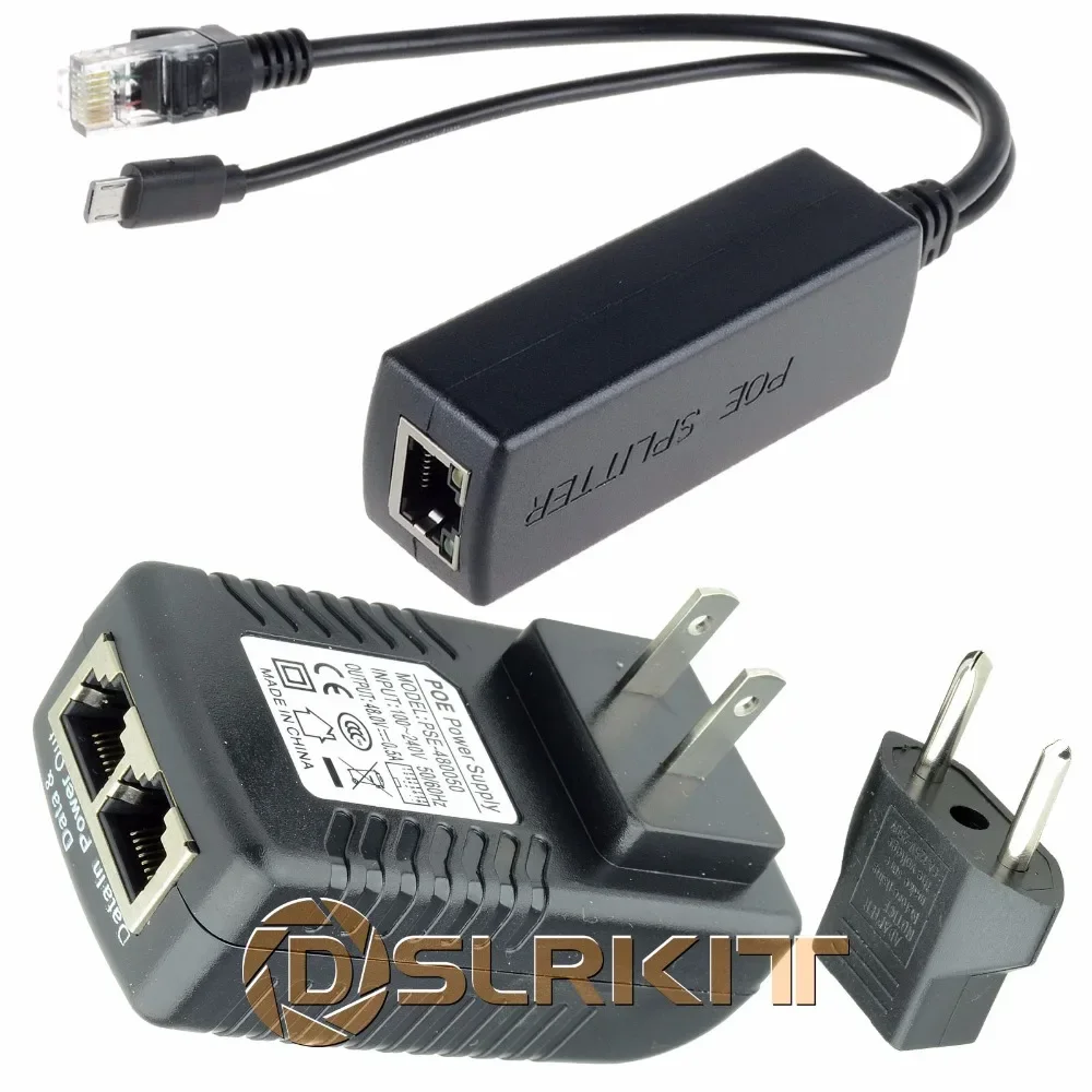 DSLRKIT Raspberry Pi 3 Board Power Over Ethernet Kit PoE(Injector+ Splitter) 5V 2.4A