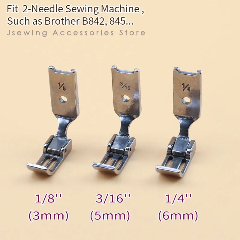 Wąskie stopka do zamków do zastosowań przemysłowych 2-igły do maszyn do szycia z JUKI 3168 brat LT2-B842 845 872 875 części do szycia 1/4 \'\'1/8\'\'