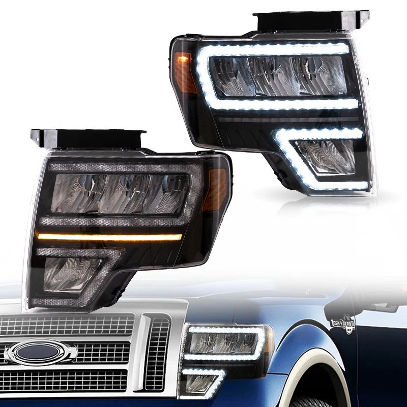 

VLAND Wholesales Factory LED Headlights Animation DRL Auto Parts Car Headlamp 2009-2014 Head Light Front Lamp For Ford F150