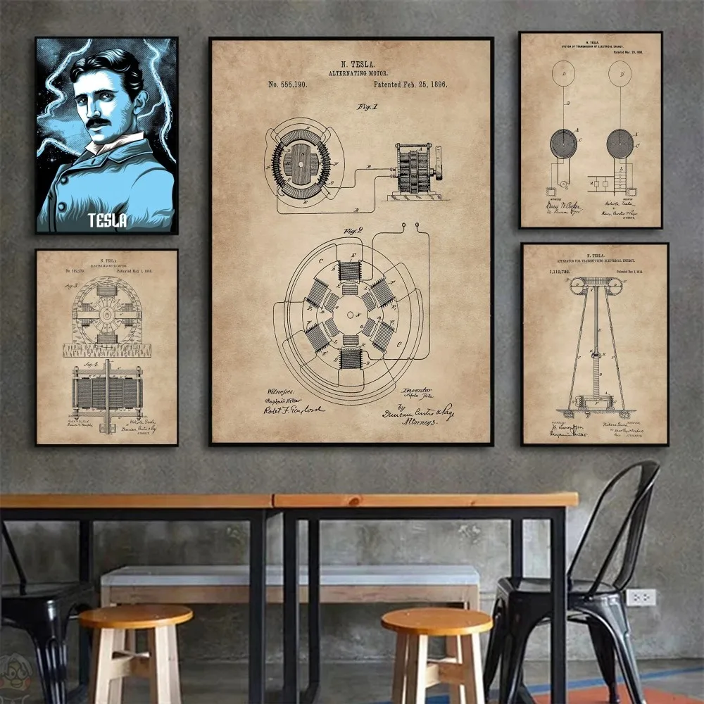 1pc Nikola Tesla Mechanical Engineers Poster HD Posters Home Room Bar Cafe Decor Art Wall Painting Picture