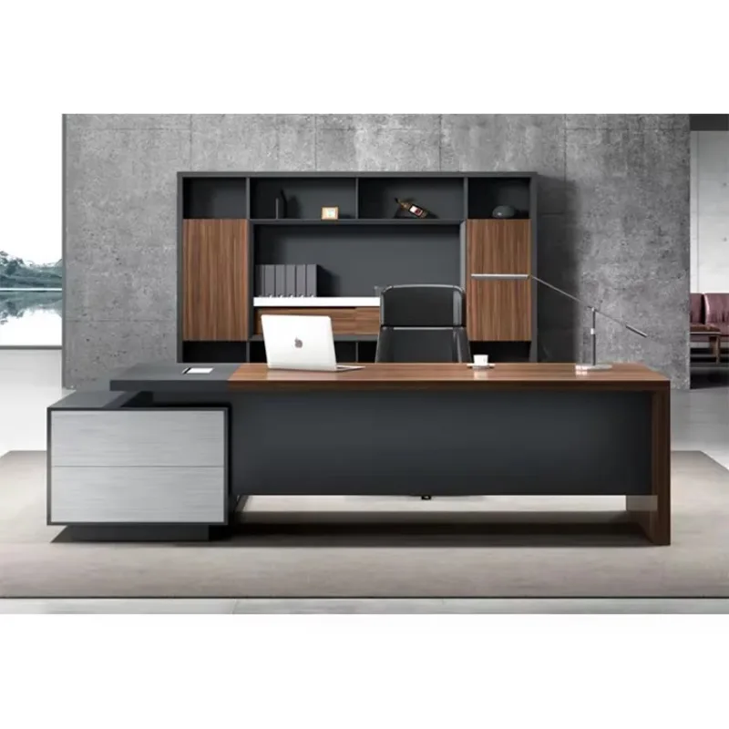Mesa executiva de madeira maciça de alta qualidade, moderna e luxuosa, mesa executiva com gavetas
