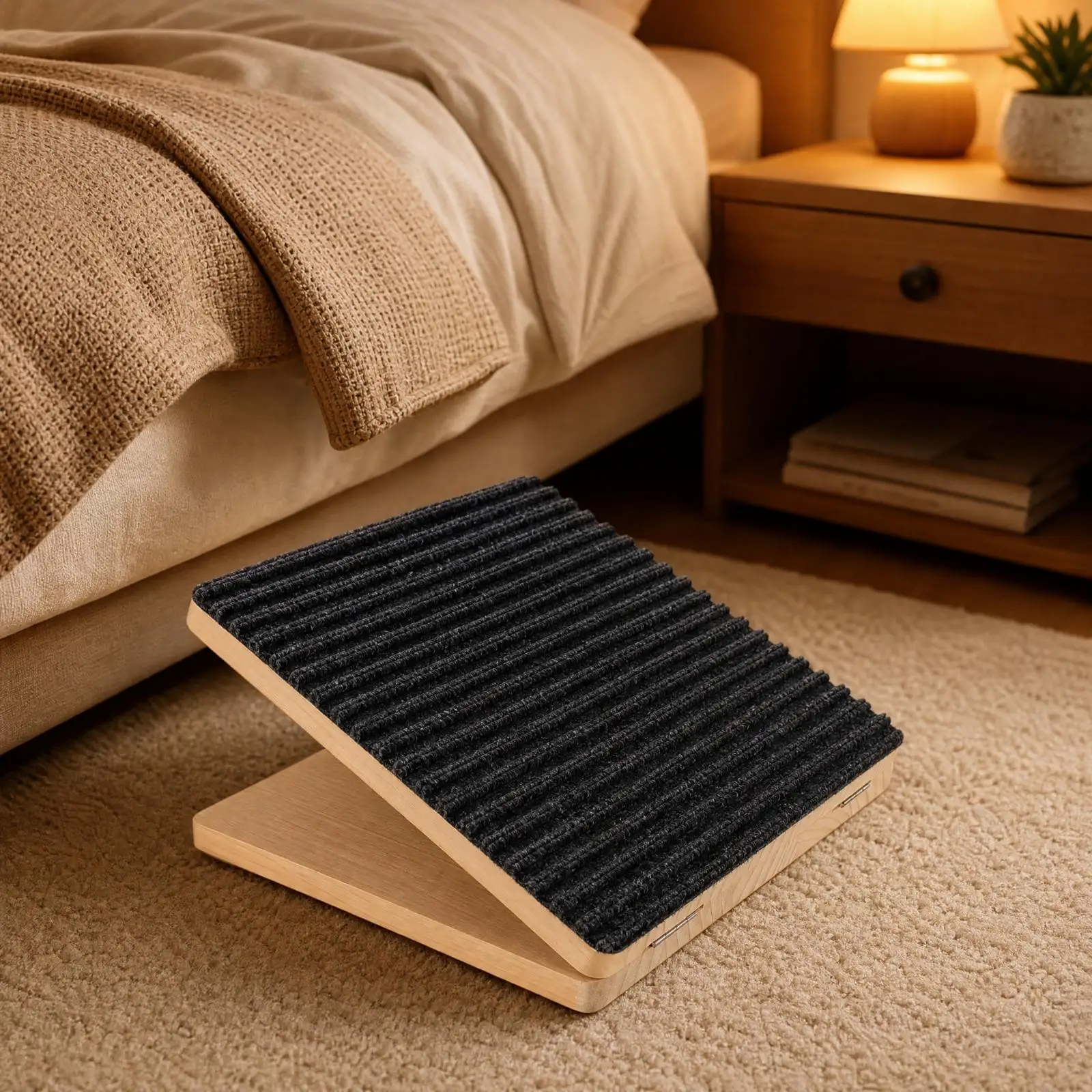 Folding Dog Ladder Ramp for Sofa Bed Wood Pet Stairs with Textured Surface for Secure Climbing