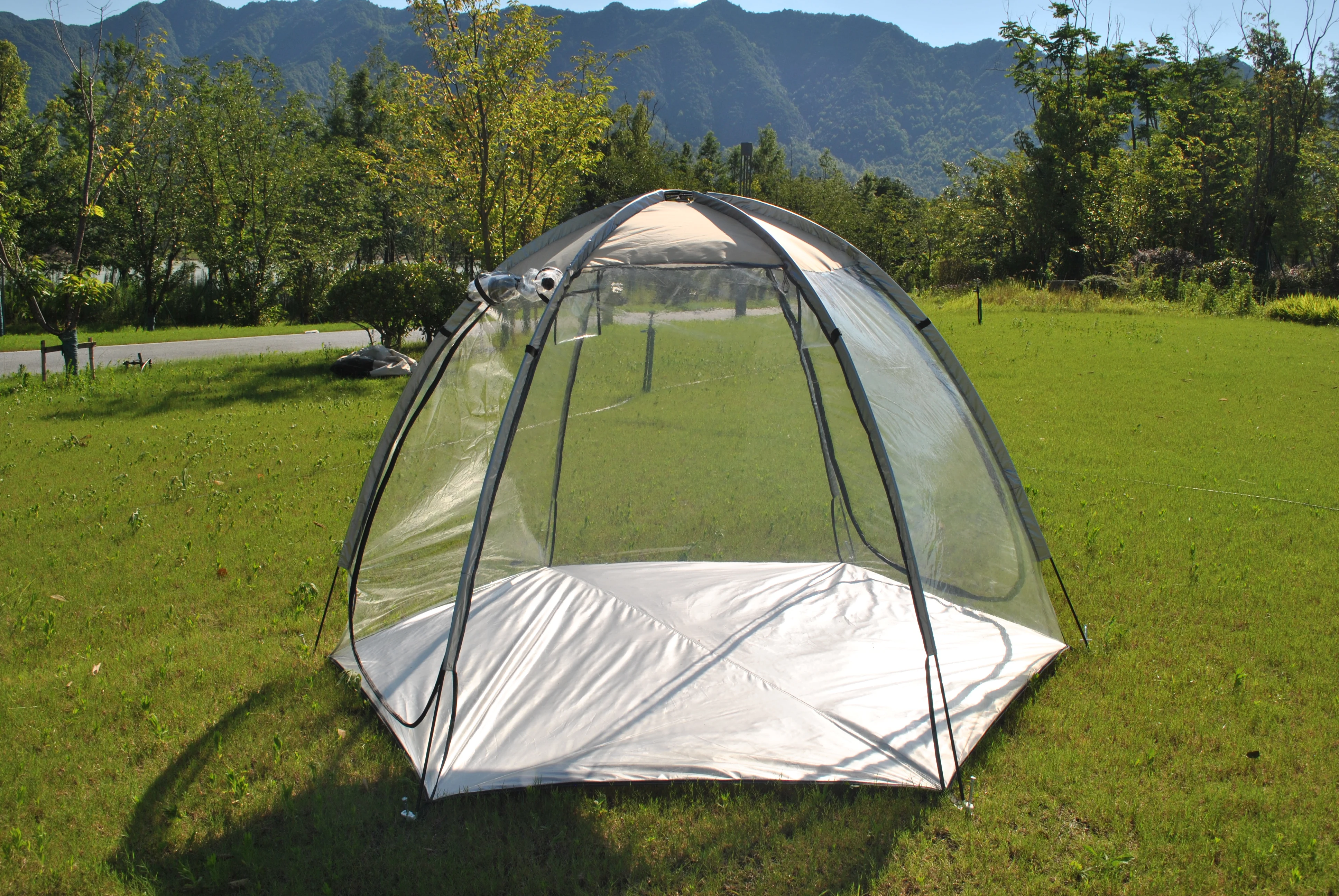 

Transparent PVC waterproof, two doors, widened double doors 6 people tents, greenhouse,camping,store plants,sunny,hexagon