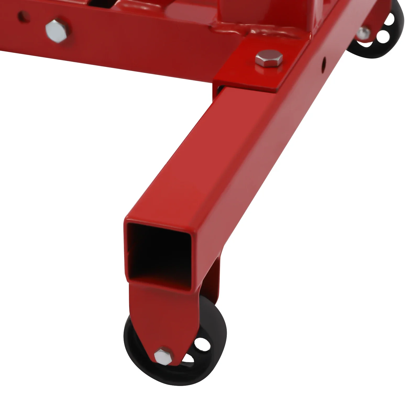 ขาตั้งเครื่องยนต์แบบพับได้ สีแดง 360 °   ปรับหัวยึด 5 Ball-Bearing ล้อหมุน Heavy-Duty Square Steel Frame 1250lbs