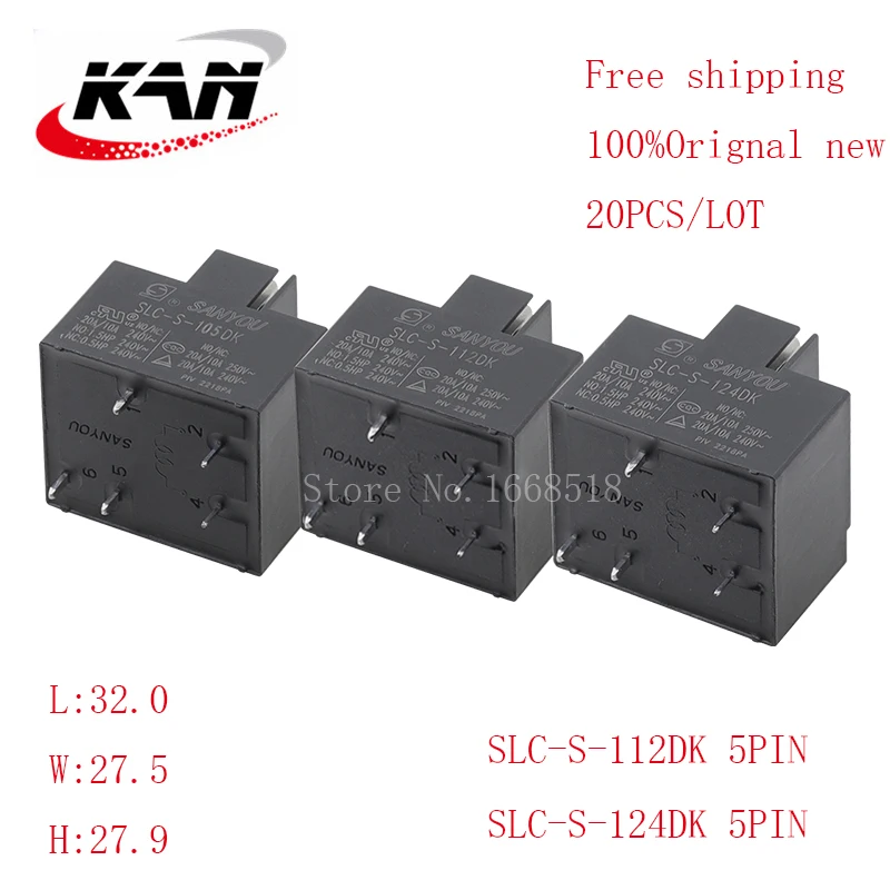 

Free shipping 20pcs relay SLC-S-112DK SLC S 112DK 12VDC 20A 250VAC 5PIN Original New