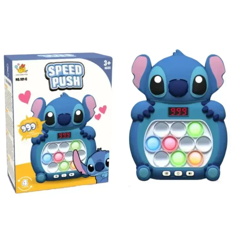 Stitch Pop up Quick Push Bubbles Game Console Stress Toys Pikachu Fun Whac-A-Mole Squeezing Handle Toy Pop it Children Gifts