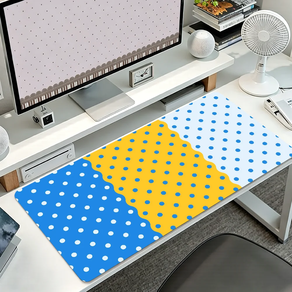 Polka Dots Color Blocked Mouse Pad Large Non-slip Lockedge Desktop Computer Desk Mat Keyboard MousePad Office Gamer Student