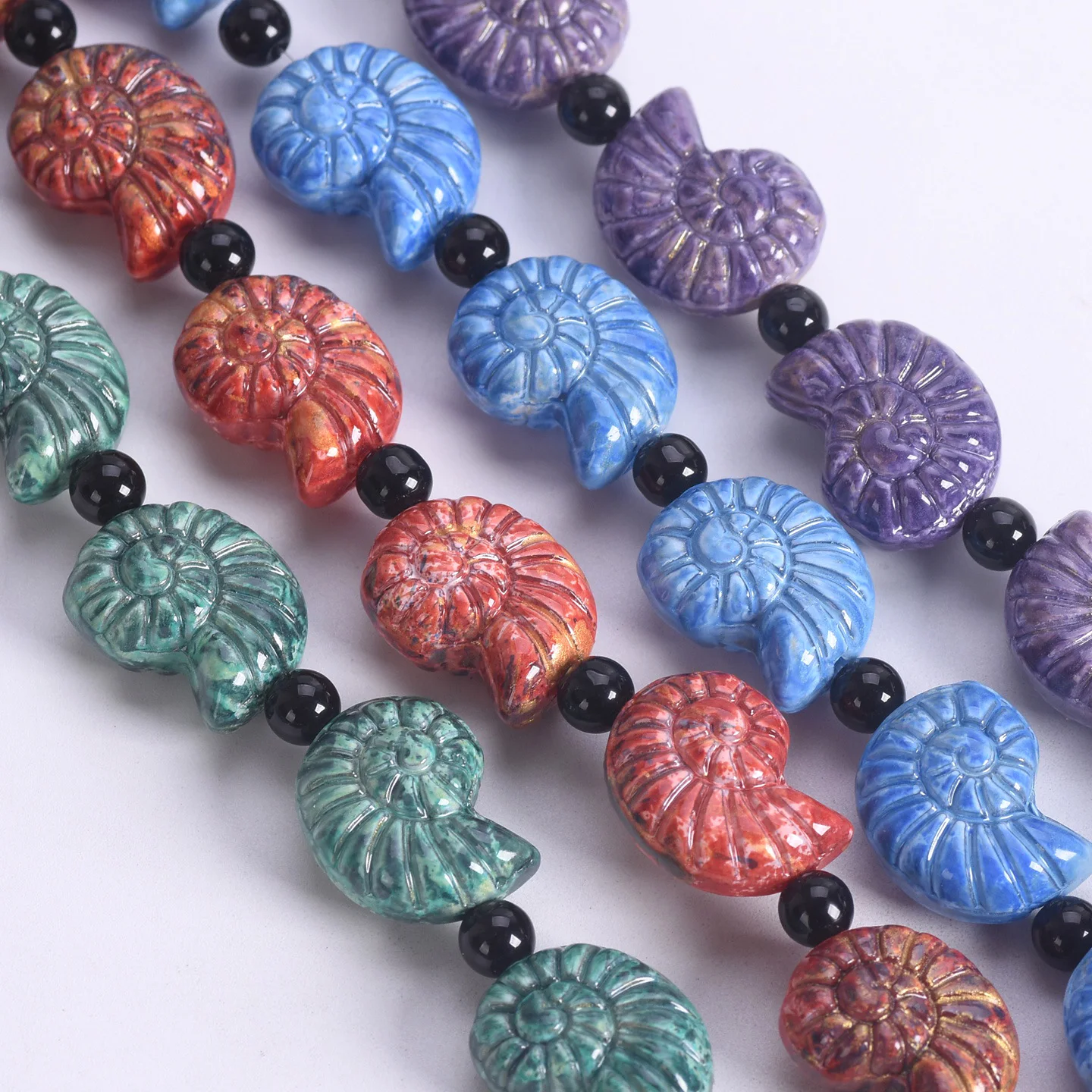 

10pcs Snail Shell Shape 20x16mm Coated Opaque Glass Loose Beads For Jewelry Making DIY Crafts Findings