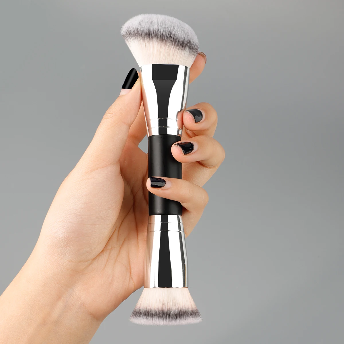 1 قطعة فرشاة ماكياج مزدوجة الرأس فرشاة كريم الأساس فرشاة كريم الأساس المستديرة فرشاة كونتور برأس مسطح #3