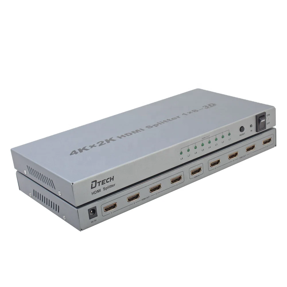 DTECH 4K HDMI Splitter 1x8 4Kx2K@30Hz 3D 1080P@60Hz ultra HD Audio Video Equipment