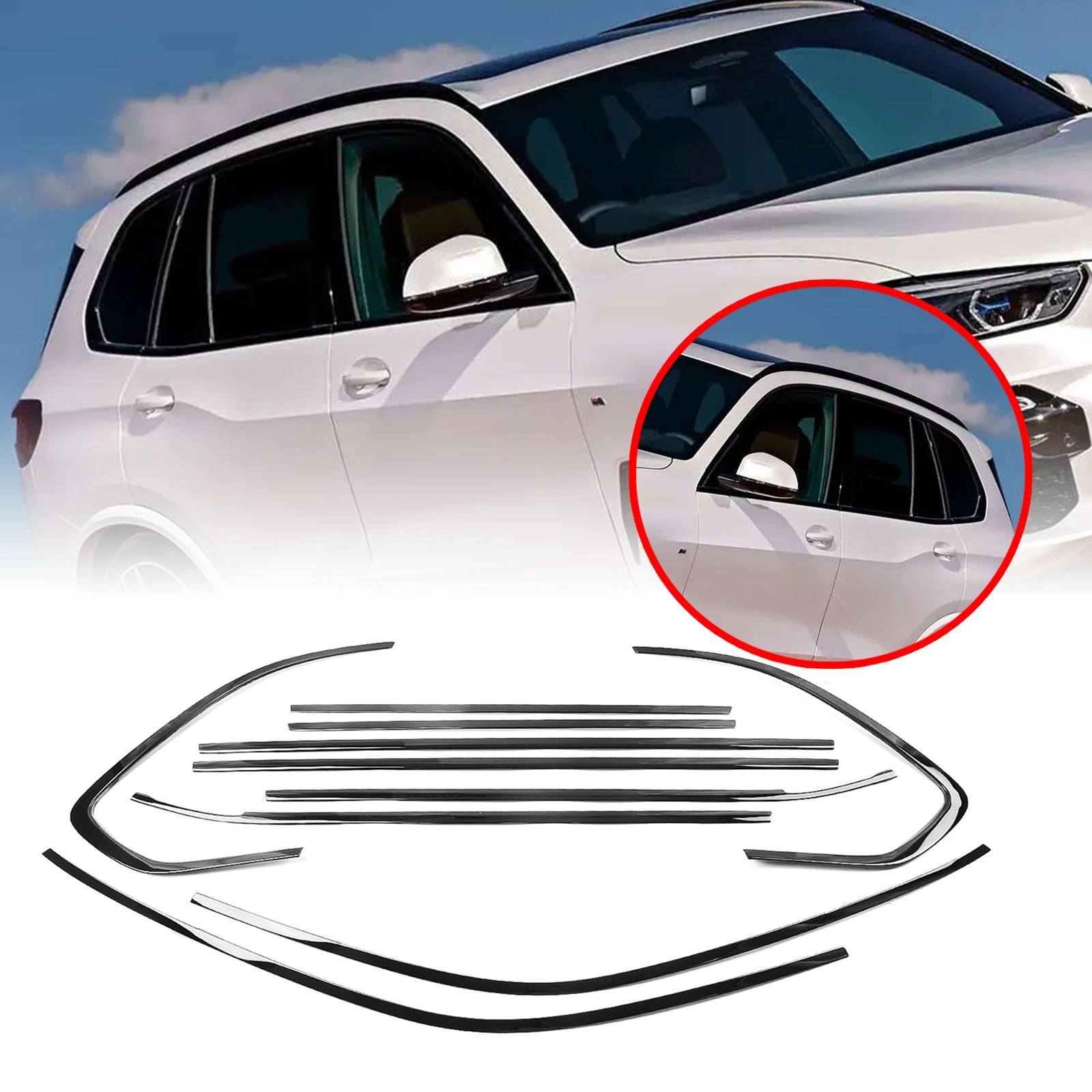 Außenfensterstreifen-Formverkleidung für BMW X5 F15 2014–2018, glänzend schwarze Dichtung, Dichtungsstreifenschutz, Styling-Abdeckung, Dekoration
