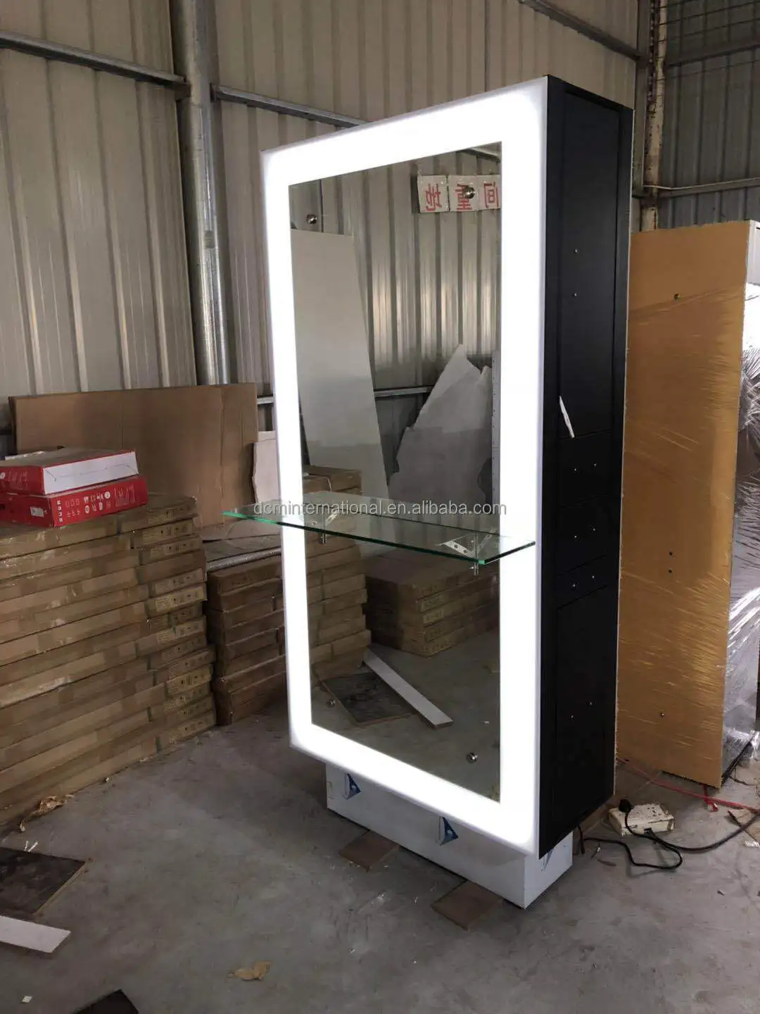 Friseursalonmöbel Spiegelstation mit Stauraum, doppelseitiger Friseurspiegel