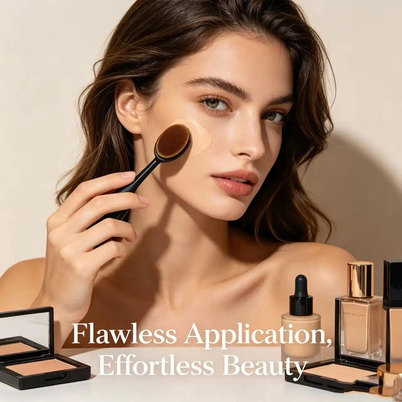 1 black, brush-shaped foundation brush for creating seamless, smooth makeup application. Ideal for beginners.