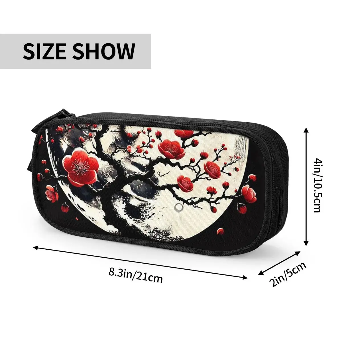 Moonlight And Blossom Sakura Branches Pencil Cases for Students School Pen Box Pencil Bag Large Storage Pencil Pouch