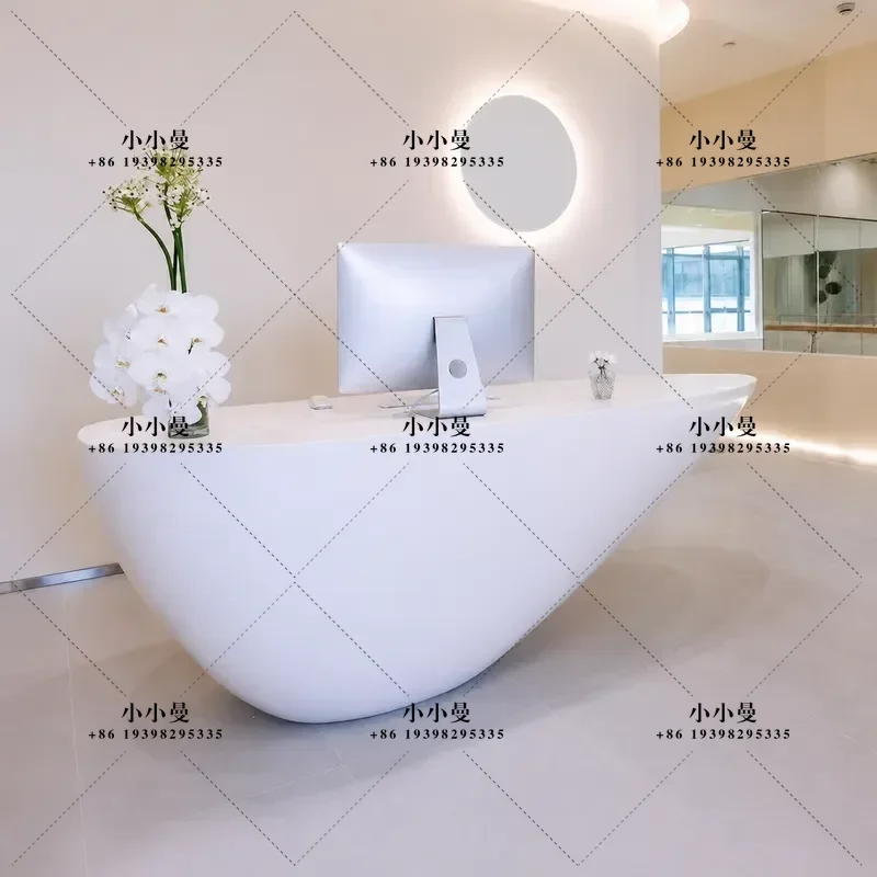 Creative Special Shaped Fiberglass Reception Desk for Company Bar Checkout Counter Workbench Modern Design