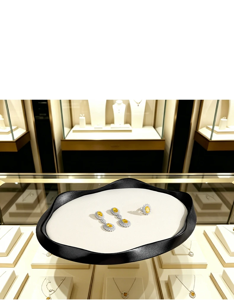 Oirlv Unregelmäßiges PU-Leder Schmuck-Display-Tablett Weich mit Samt Gefüttert Perlen-Armband Aufbewahrungsplatte Großes Schmuck-Präsentationstablett für Geschäfte – Detail 3